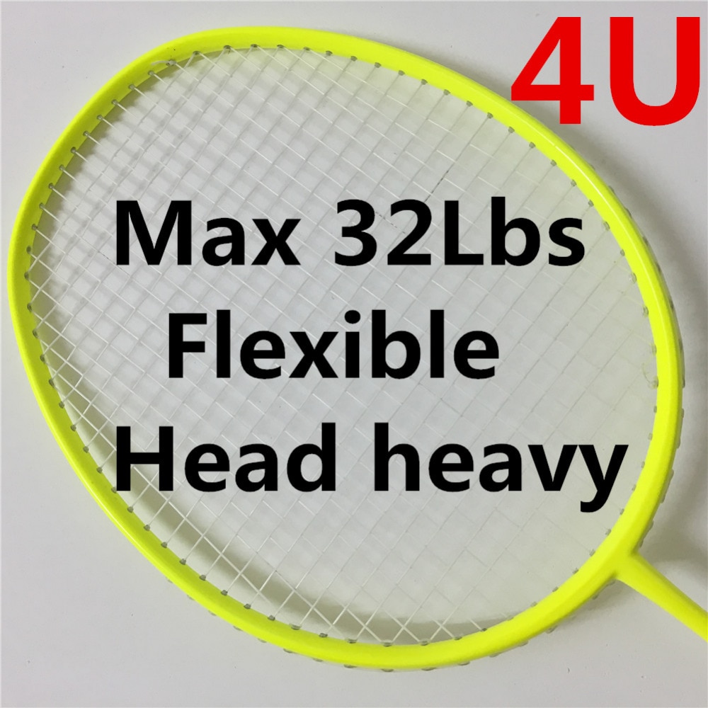Beste 4U flexibele badminton racket hoofd zware mannen badminton racket met string geregen Max 32Lbs dubbele games badminton rackets