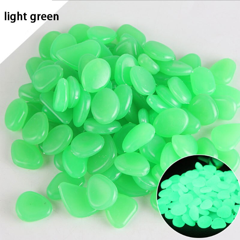 Garden Decoration 50Pcs Glow Stone for Jardin Garden Pebbles Glow Stones Rocks for Park Path Patio Lawn Decor Luminous Stones: Light Green