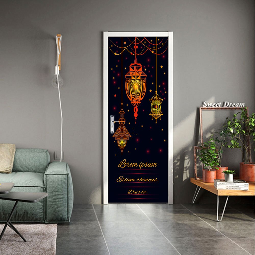 3D Self-adhesive Muslim Door Sticker Ramadan Decoration EID Living Room Bedroom Glass Door Mural Wallpaper: MMT008