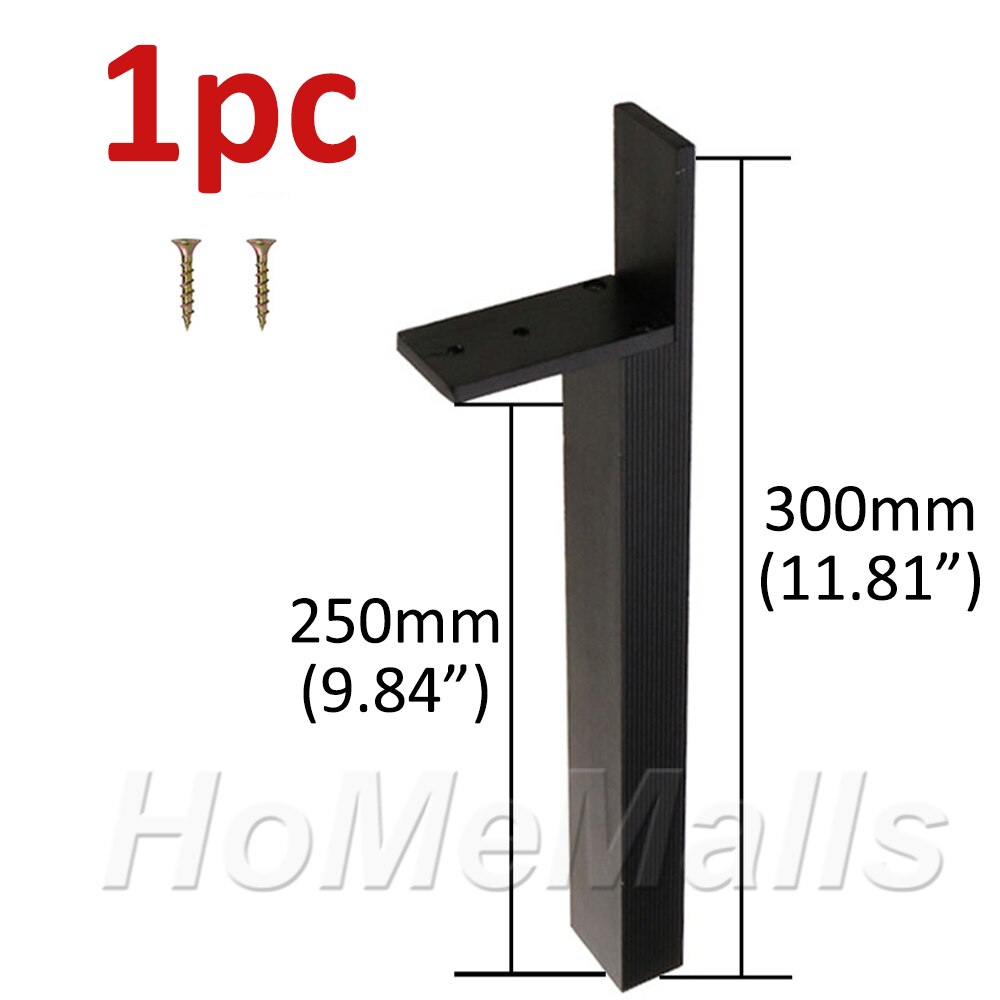 1pc Aluminium Alloy Furniture Legs For Sofa Leg Tea Table Support Leg Cabinet Foot Metal Furniture Feet Hardware Black Gold: 1pc 300mm Black