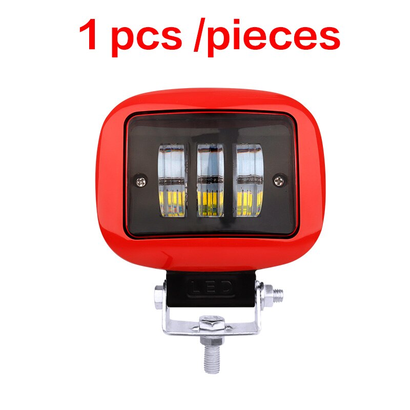 AILEO-luces led para coche, barra de luz de trabajo de 12V, 24V, 30W, 6000k, todoterreno, ATV, yate, 4x4: 1 pcs Red Square