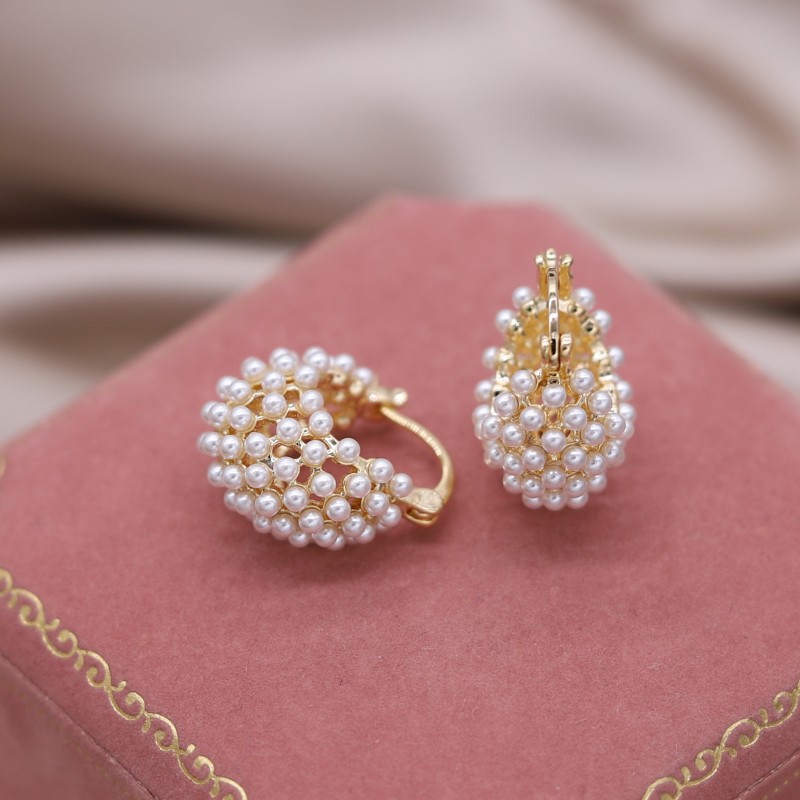 Koreanische neue Schmuck weiße Perle Tasche U-förmige Korb Ohrringe elegante Frauen tägliche Arbeit Accessoires