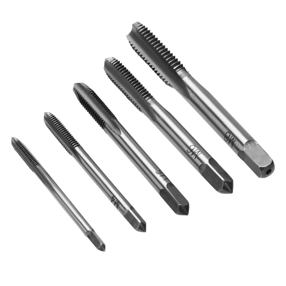 MALAYAS Gewindeschneider-Set 5-teilig – HSS Titan Beschichtet, M3–M8, Rechtsgewinde, Spiral Point, Für Stahl & Edelstahl