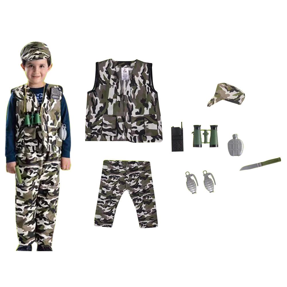 11 PCS Spielhaus Spielzeug Arzt Anwalt Polizei Navy Chef kinder Rolle Spielen Haus Cosplay Spielzeug Kleid Up Klassenzimmer pädagogisches Spielzeug: Camouflage soldier