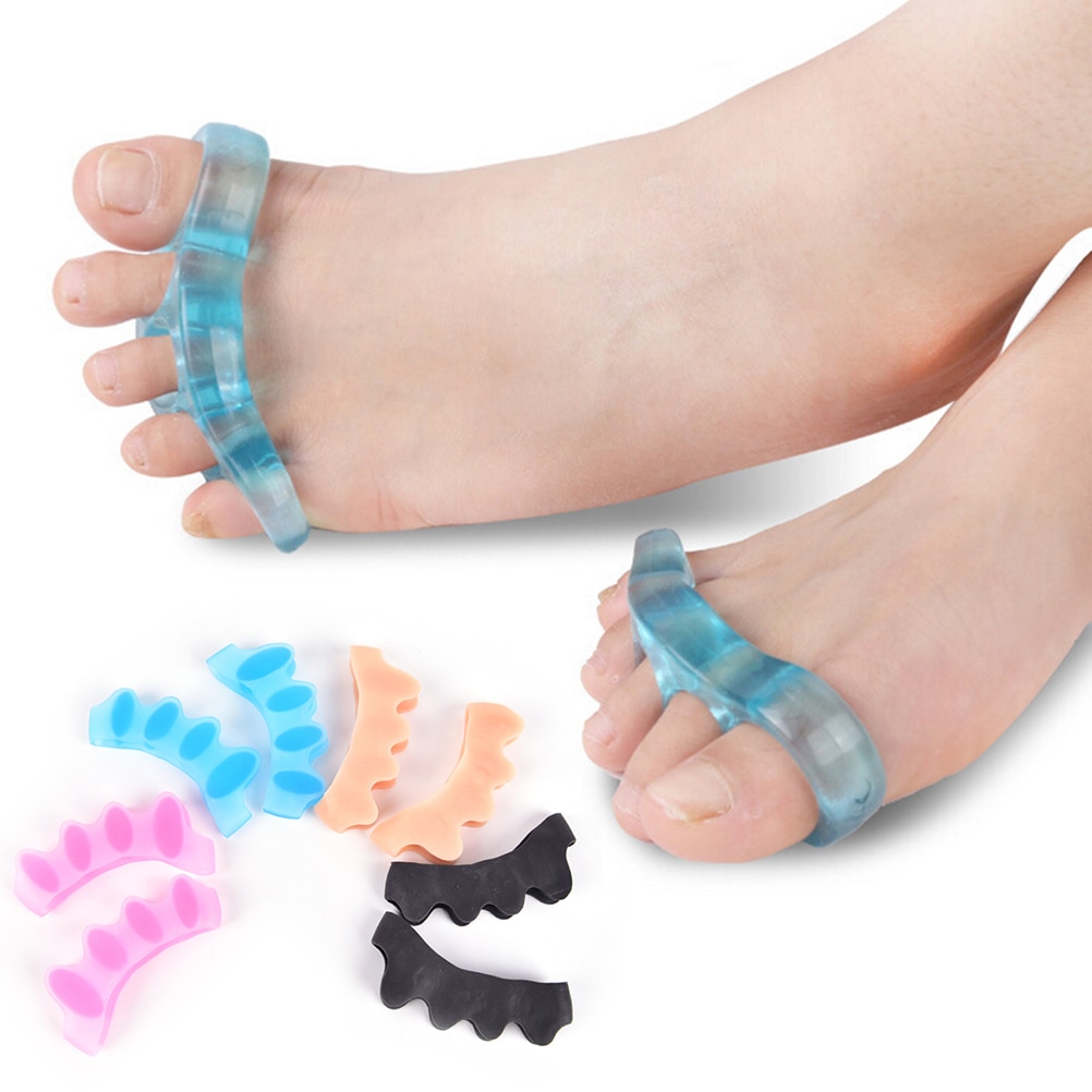Corretor de hallux valgo de silicone, separador de cinco dedos e corretores de joanete, divisor para dedos, espalhador de pés, 1 par