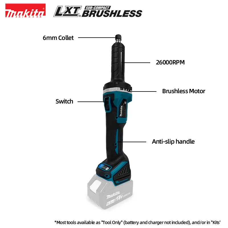 Makita Brushless Die Grinder Cordless Angle Grinder Polishing 4-Speed Rotary Electric Engraving Tool Handheld Grinding Machine