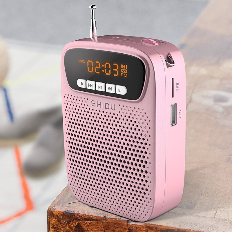 Portable Bluetooth Voice Amplifier Mini FM Radio 15W Megaphone with Mic Belt LED Screen Support AUX U Disk USB TF Card