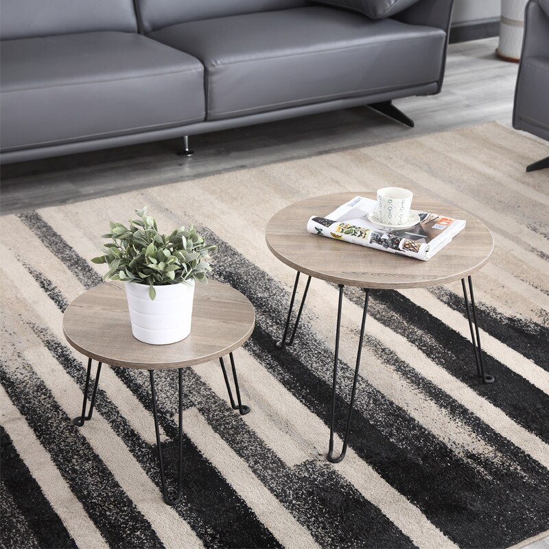 Folding coffee table, movable living room, retractable small round table, bedroom sitting on the floor, Nordic side table: Gray Tiger Pattern