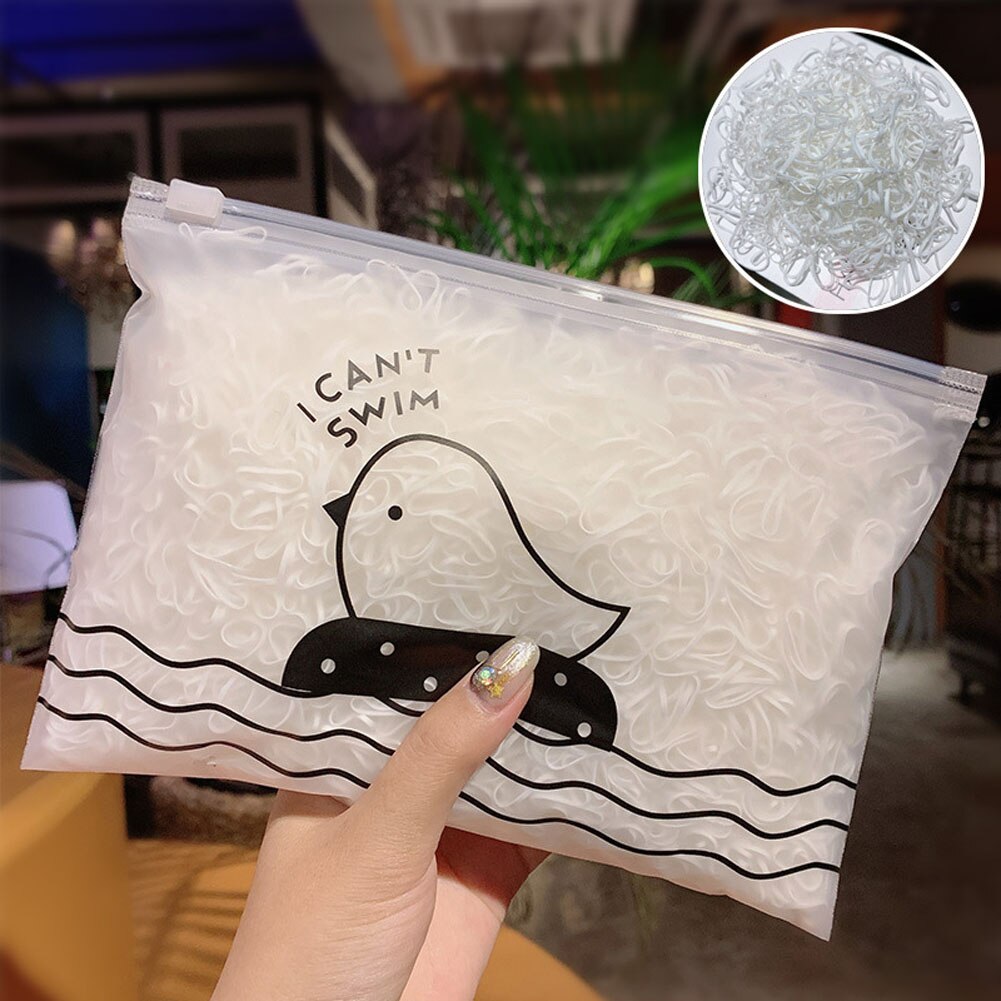 1000 stk/pak piger farverige små engangs gummibånd tyggegummi til hestehaleholder elastiske hårbånd hårpynt: 8