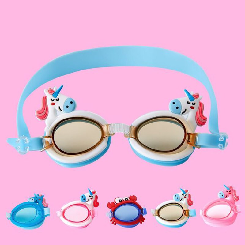 Mooie Leuke Eenhoorn Vorm Kinderen Kids Siliconen Transparant Zwembril Waterdicht Eyewear Anti-Fog Glazen Voor Zwembaden Zwemmen