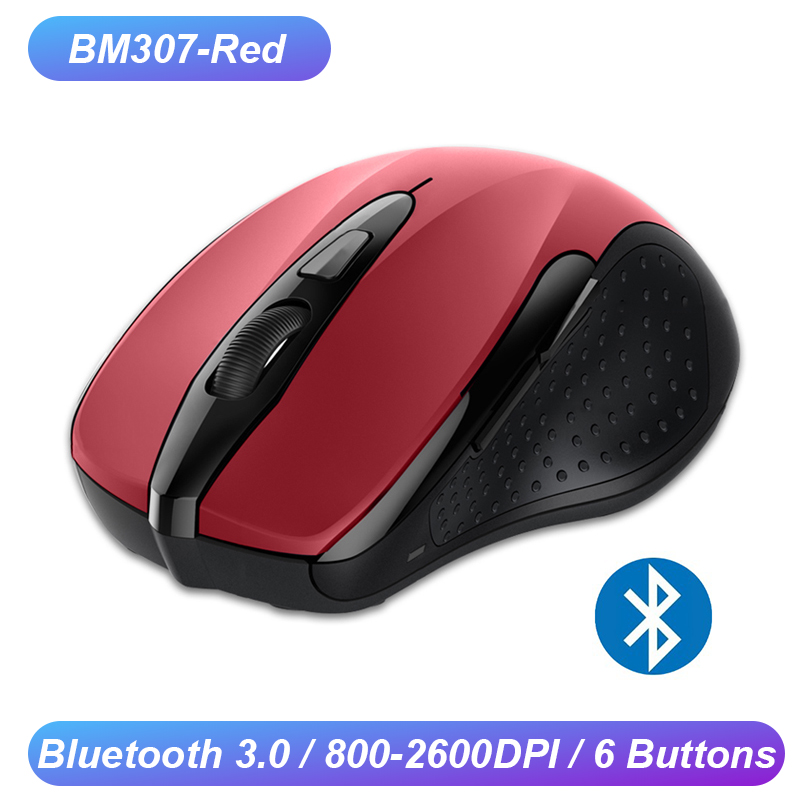 TeckNet Wireless Bluetooth Mouse 800/1200/1600/2000/2600 DPI Wireless Mouse Bluetooth For Laptop 24 Month Battery Life: BM307 Red