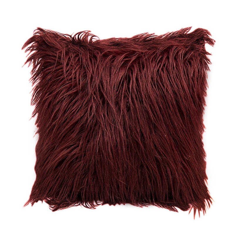 1PC Nordic Posh Style Home Decor Super Soft Plush Mongolian Faux Fur Throw Pillow Cover Cushion Case Pillowcase Square D: 5