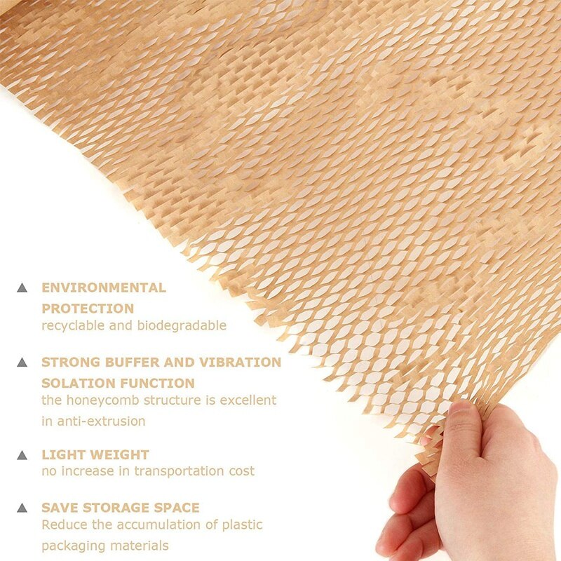 Recycled Packing Paper 11.8Inch x 164FT Eco Honeycomb Paper for Moving Packaging Wrap Recyclable Cushion Material
