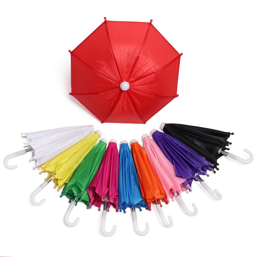 Neue Stil Bunte Kunststoff Mini Regenschirm Regen Getriebe Spielzeug Regenschirm Baby Spielzeug Mädchen Puppe Verschönerung Puppe Kleidung Dekoration