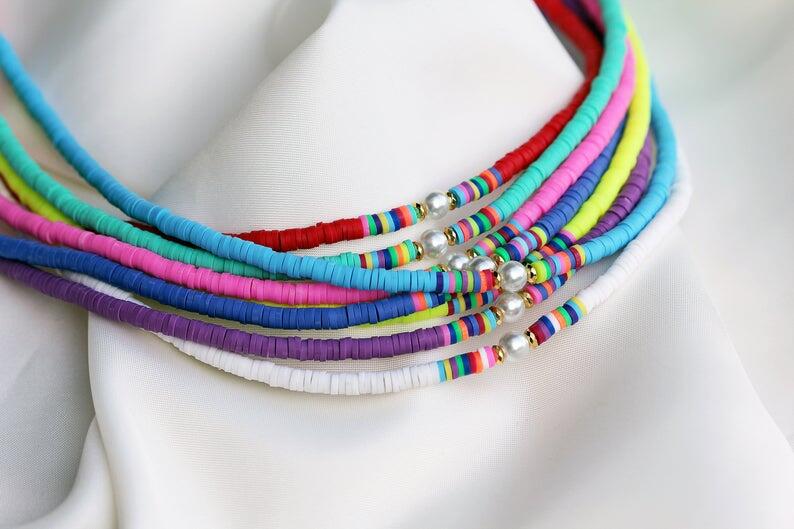 G. YCX Nuevos Bohemios, collares de Gargantilla Heishi con cuentas de vinilo africanas, collar de Vsco chica Lucite, joyería de playa de verano