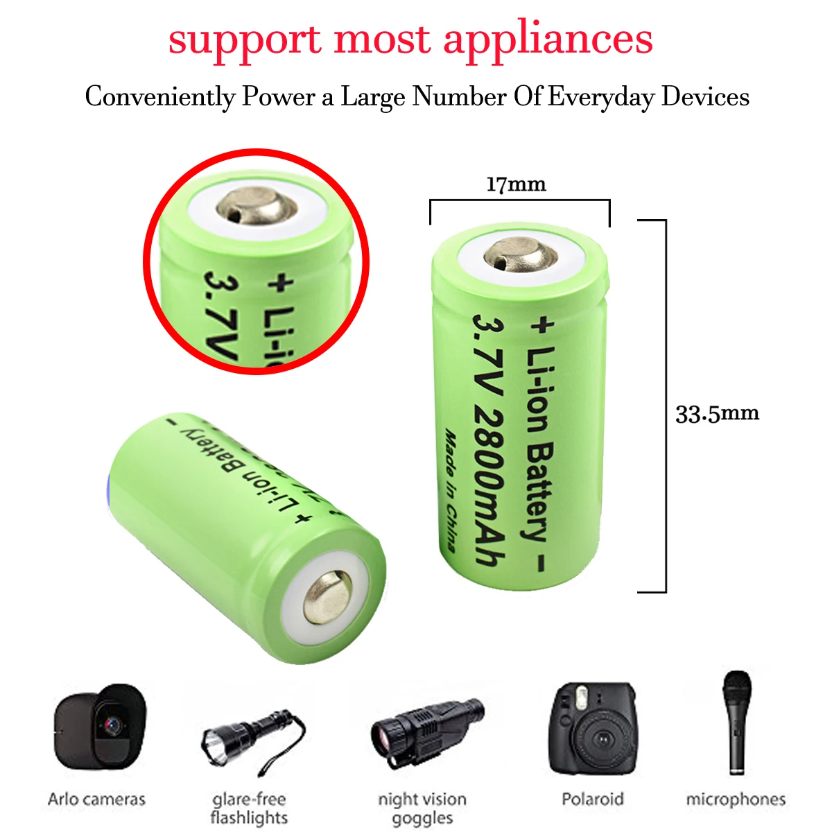 20 st. 2800 mah uppladdningsbara batterier, 3.7v litiumjonbatterier , 16340 rcr-batterier  cr123a 123 icr-batterier för led-ficklampa för resor
