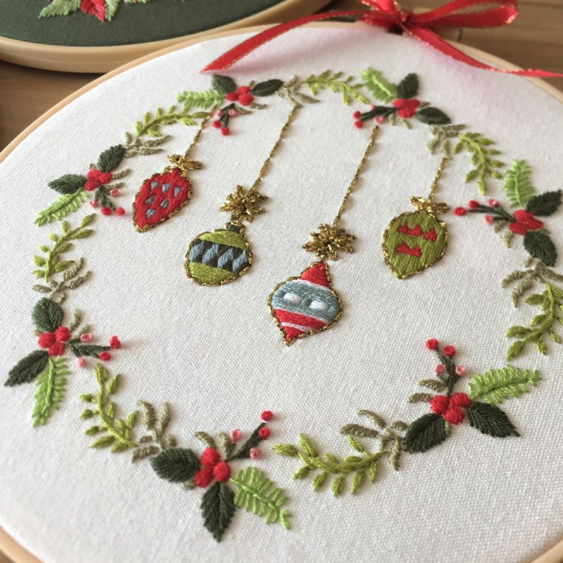 Christmas Embroidery Ribbon Set EU Style Flowers DIY Beginners With Embroidery Shed Sewing Kit Cross-stitch Crafts Decoration