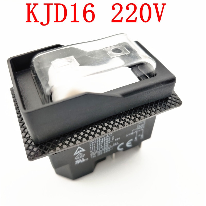KJD16-Interruptor de botón de encendido y apagado electromagnético, 220V, 120V, 4 pines, protección contra sobrecarga para herramientas eléctricas