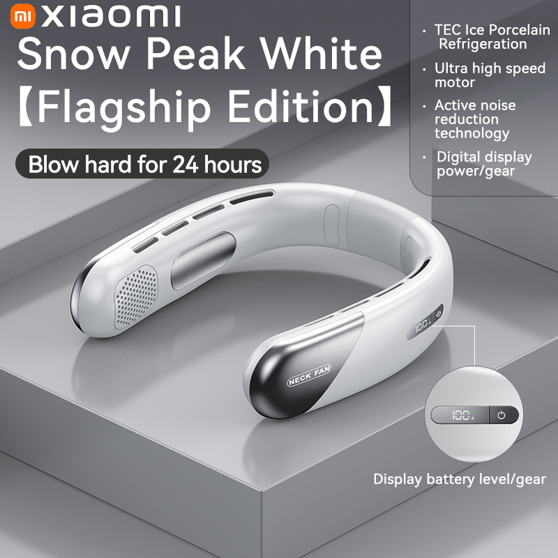 Xiaomi 8000 mAh USB Hängenden Hals Fan Tragbare Blattloser Mini Wiederaufladbare Stumm LED Digital Display Elektrische Fans Luftkühler heißer: WHITE