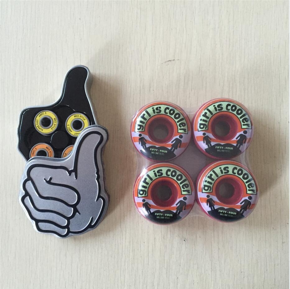 Pro Bro style skateboarding bearing ABEC-3with Multi 51-53MM 100a &101a Skate Wheels for street skateboarding: GIRL 54MM