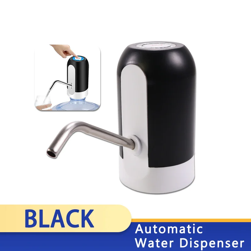 Bottle Pump USB Charging Automatic Electric Water Dispenser Pump One Click Auto Switch Drinking Dispenser: black