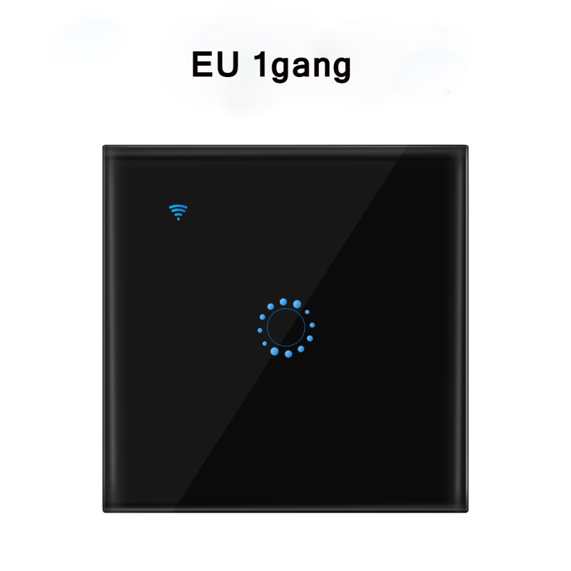 Touch Switch Smart Switch Panel Wall switch 1/2/3 Gang Wifi Light Switch US / EU Standard Work with Alexa Google Home: Black 1 Gang