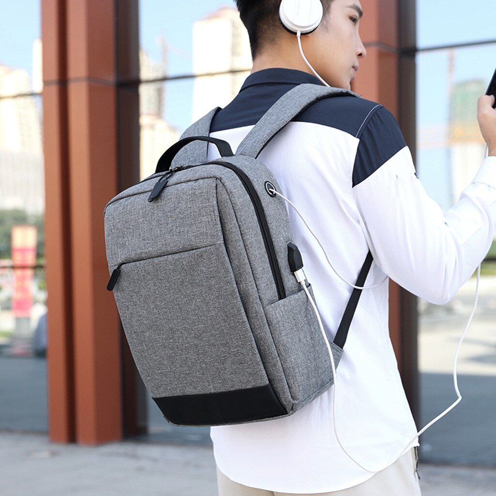 Mænd udendørs rygsæk kontrastfarve nylon rygsæk kontor rejse lynlås vandtæt taske sport computer tyveripose
