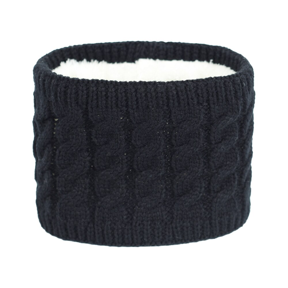 Små drenge piger varm flettet strikke ring tørklæde børn fluffy plys tørklæde krave blød elastisk lydpotte multi farve: Sort