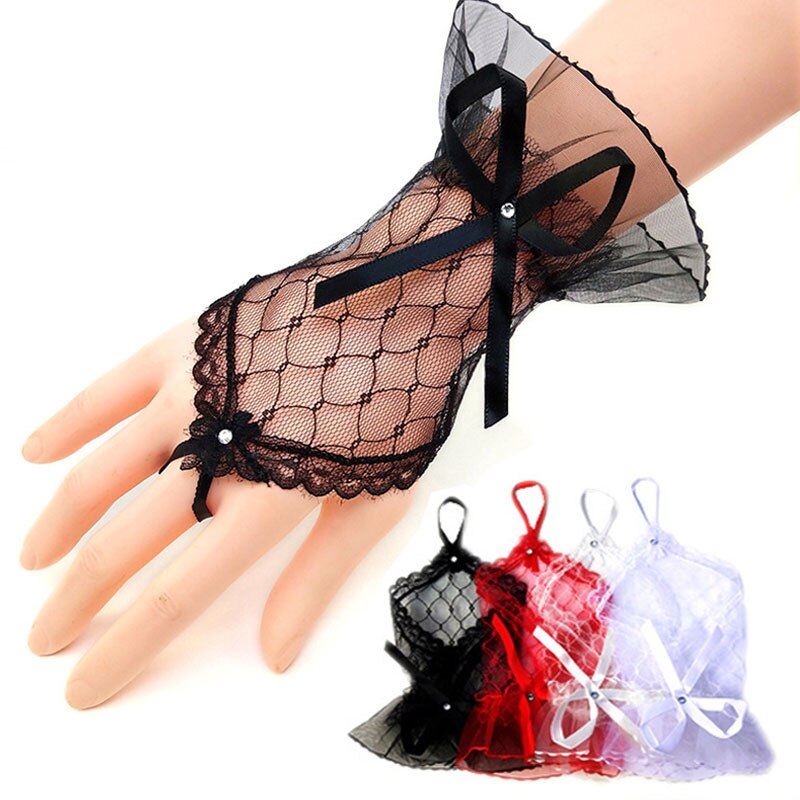 Bow Sleeves Gloves Short Paragraph Lace Clothing Accessories Net Yarn Gloves Dress Half Finger Arm Sleeves Fingerless Gloves