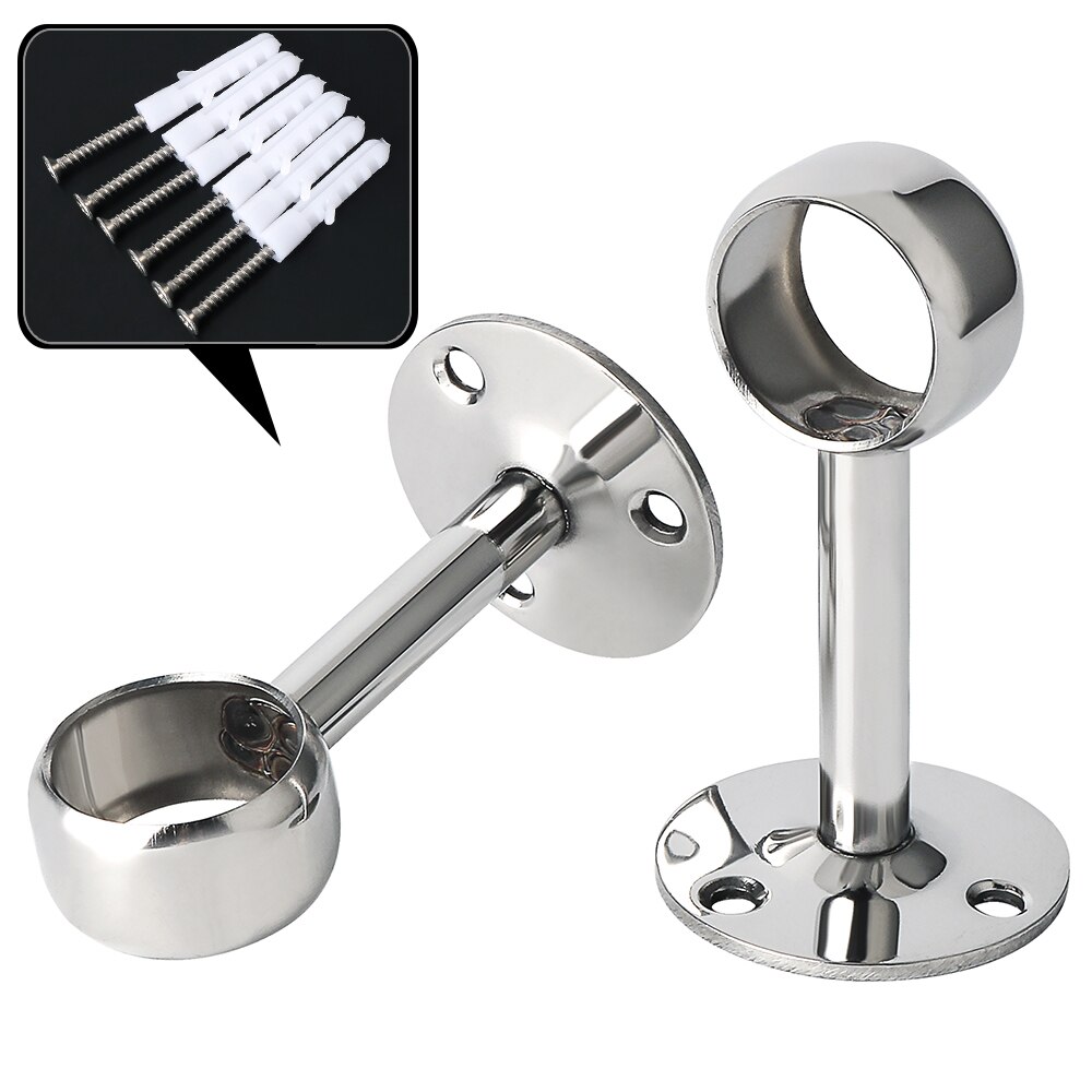 2pc Stainless Steel Flange Bracket 25mm Pipe Bracket Clothes Rod Seat Hanger Closet Rod Support Socket Flange Pipe Bracke