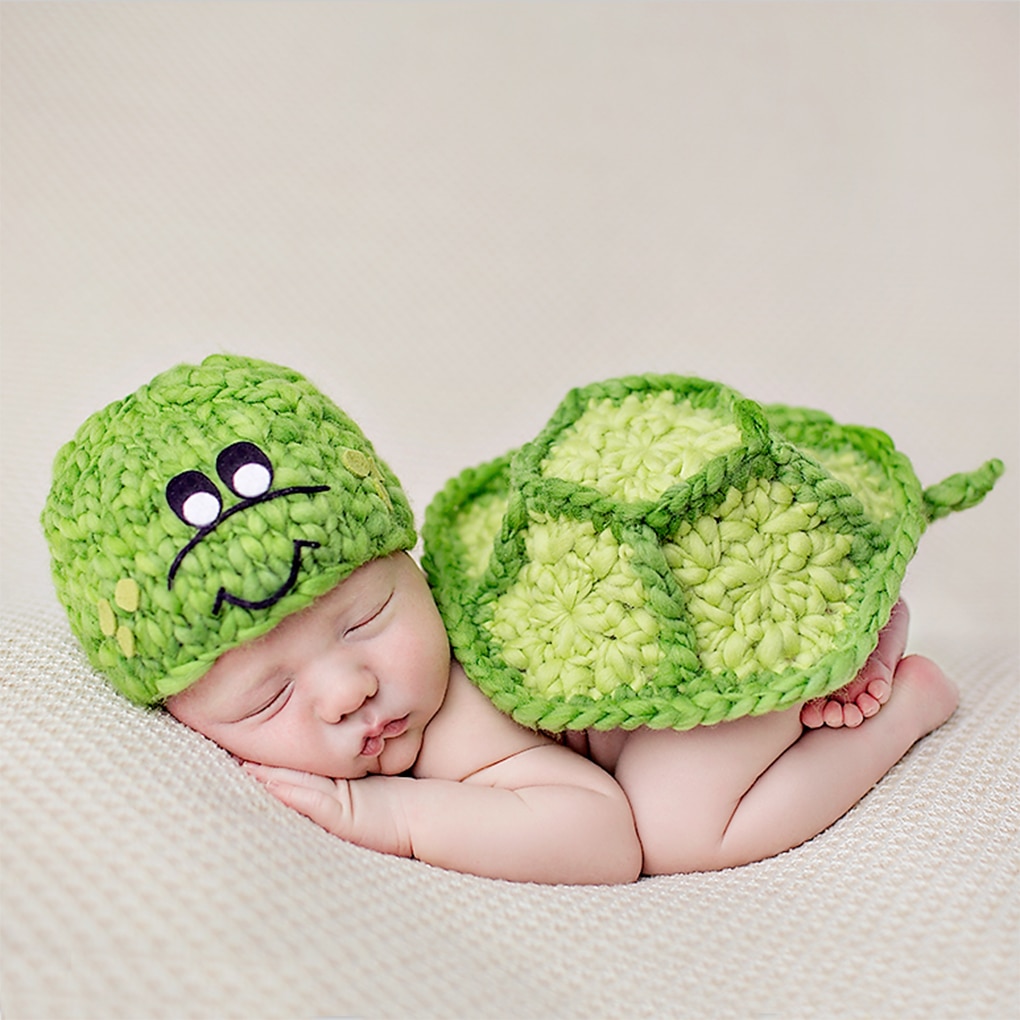 Handgemaakte baby dieren stijl foto prop outfit kleding wol breien haak fotografie hoed stoffen set