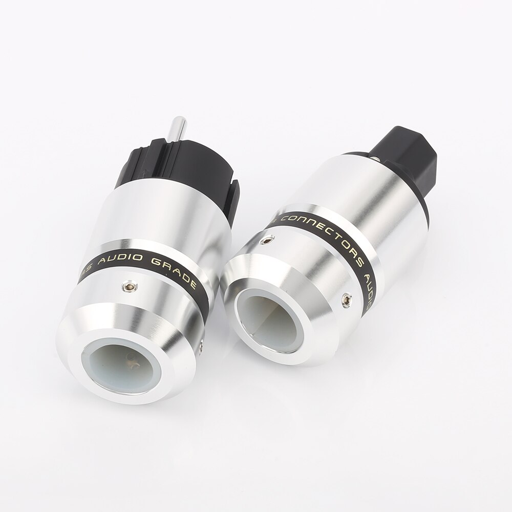 Hi-end audio-stekker aluminium metaal rhodium geplateerd eur euro schuk-stekker
