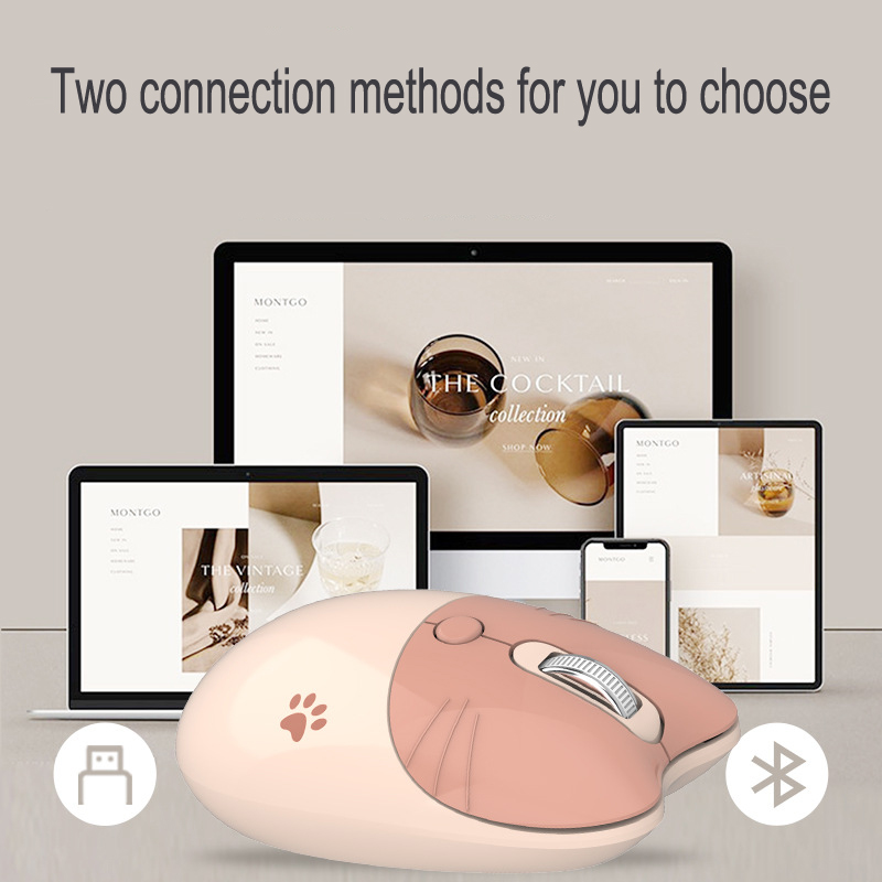 Dual-mode Mouse Wireless Mouse Bluetooth Computer Mouse Cute Cartoon Mice Ergonomic 3D Office Mouse for Kid Girl PC Tablet