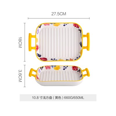 Japanese-style Art Ceramic Binaural Baking Tray Microwave Oven Dedicated Home Kitchen Baking Cheese Plate Western Food Tableware: I