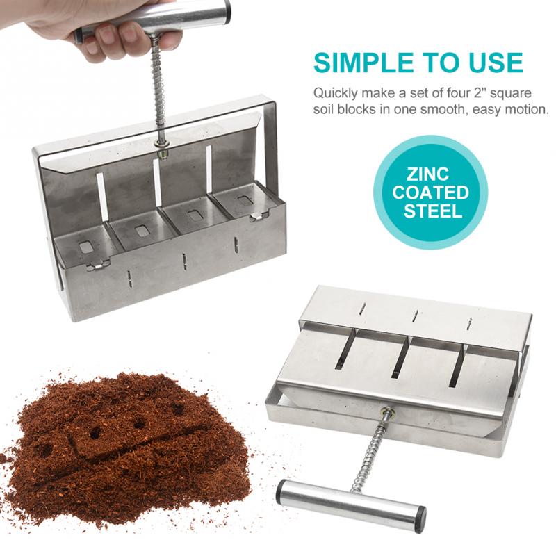 With Comfort Grip Portable Manual Quad Soil Stopper Orchard For Seedlings Transplant Zinc Coated Steel Vegetables Fruits Nursery