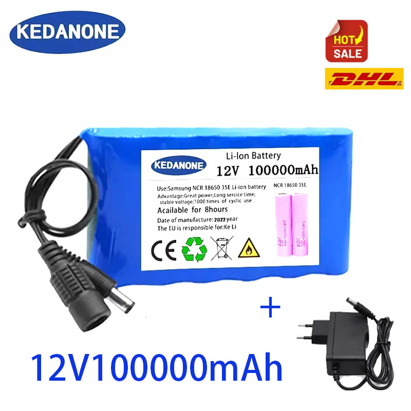 12V 20000mAh 3S2P Li-ion Battery Pack with Charger, for LED Lamp/Backup Power/Emergency Light, Portable Rechargeable