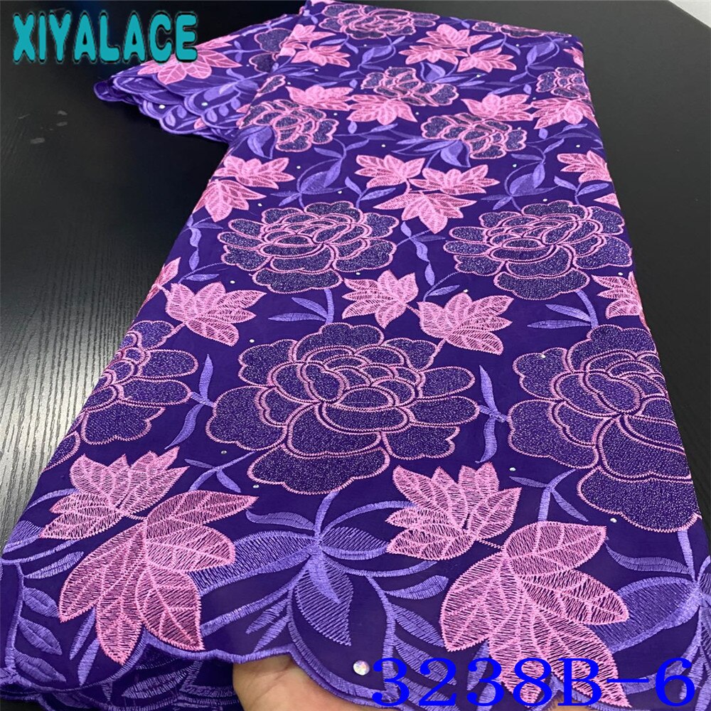 Lilla afrikansk blondestoff broderistoff sveitsisk voile blonder nigeriansk bomull blonder til kjoler  ks3238b