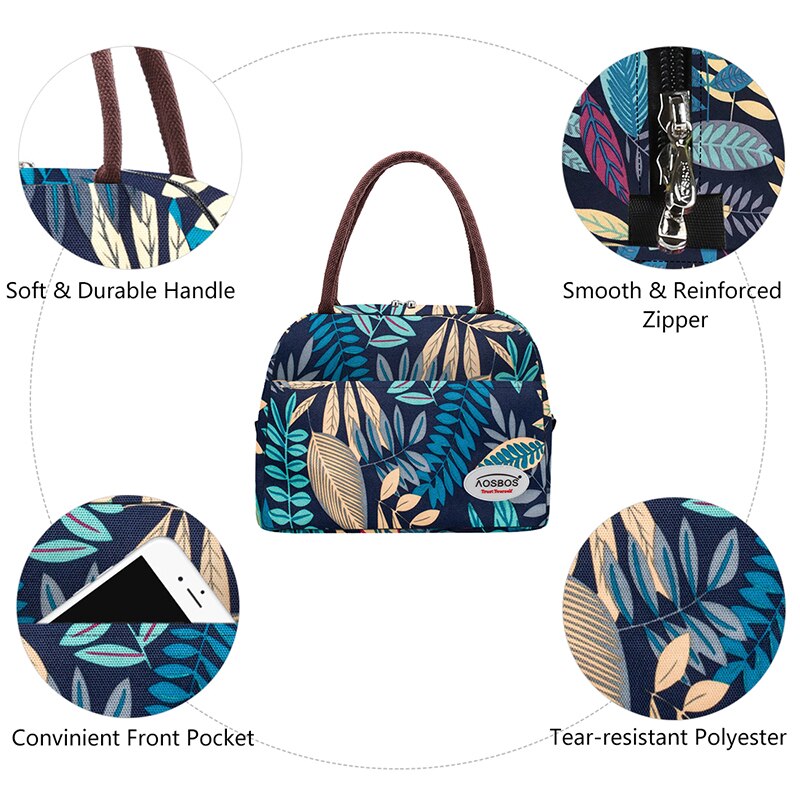 Aosbos Tragbare Kühler Mittagessen Tasche Thermische Isolierte Multifunktions Lebensmittel Taschen Lebensmittel Picknick Lunch Box Tasche für Männer Frauen Kinder