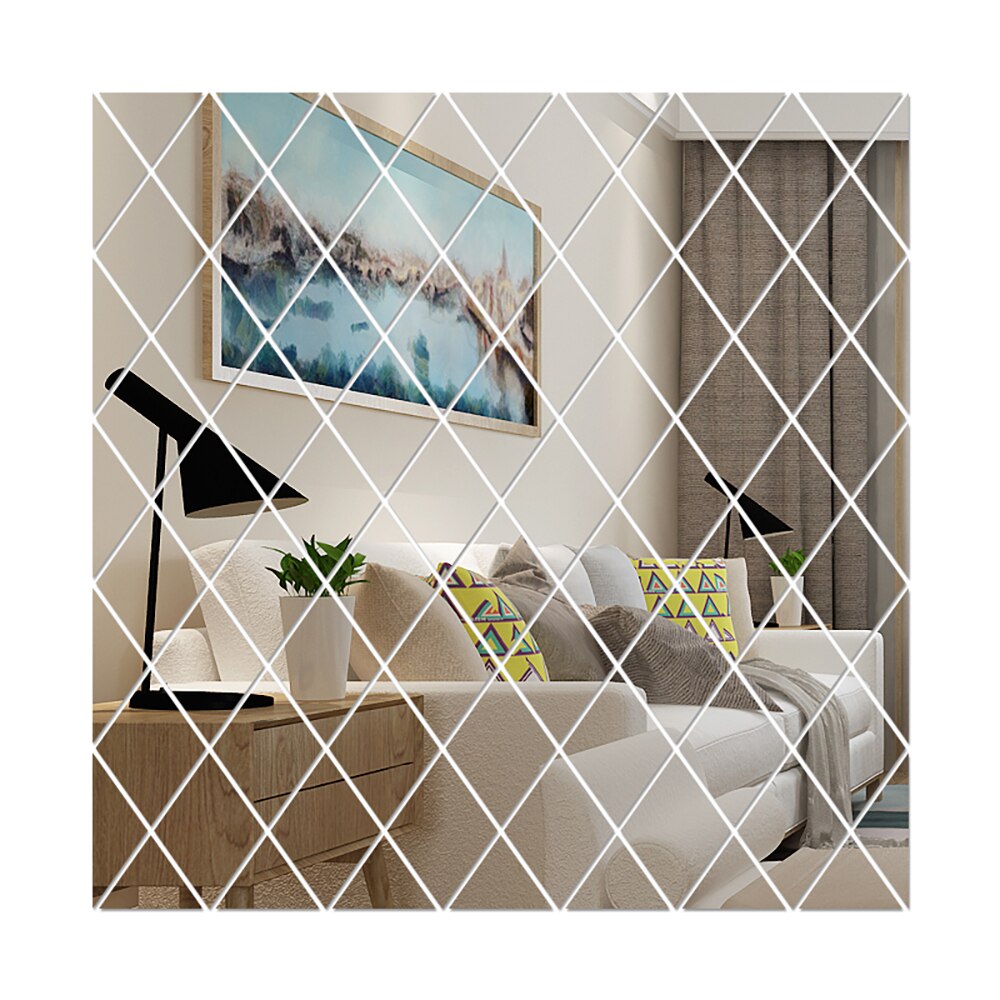 Diamond Spliced Mirror Stickers Self Adhesive Removable Acrylic Mirror Sheets Wall Decals For Home Art Room Bedroom Background