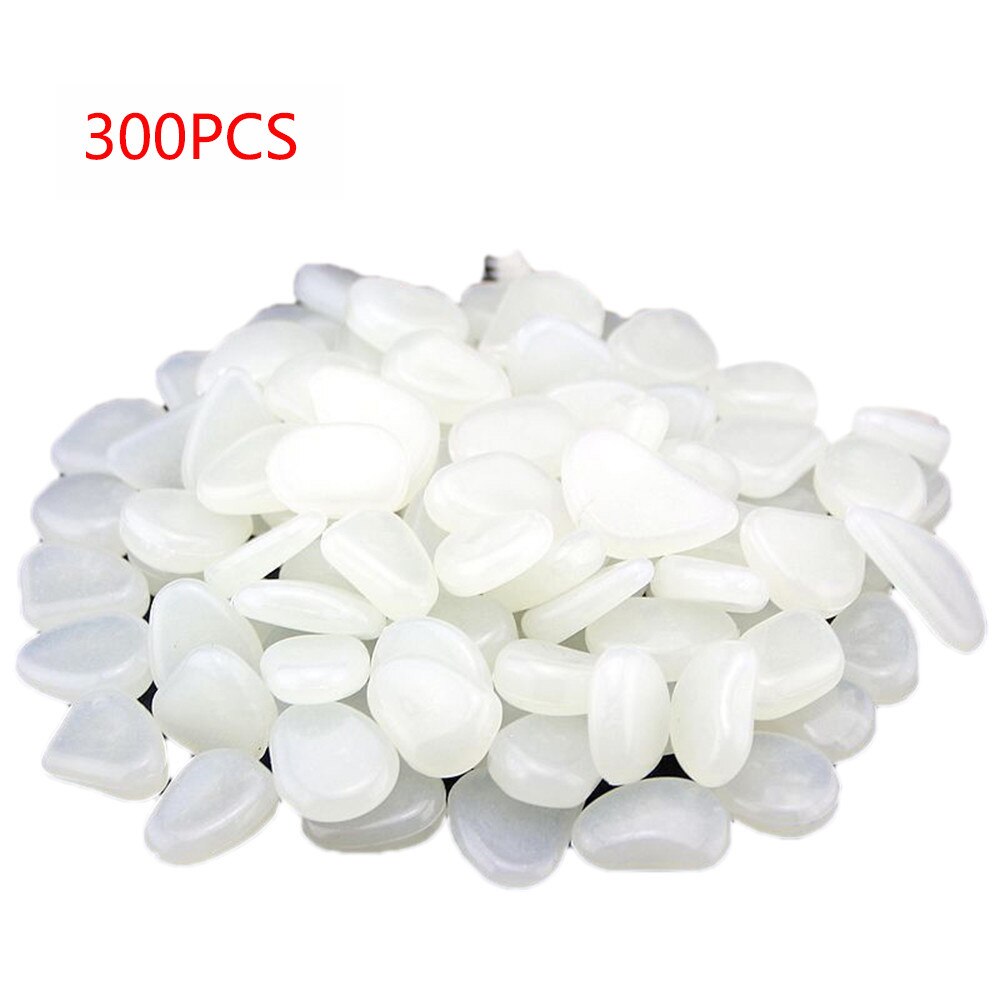 300PCS Luminous Artificial Pebbles Glow In Dark Stone Home Garden Decoration Fluorescent Artificial Stone for Aquarium Fish AD: E