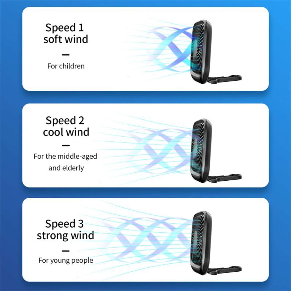 Hcalory bilvifte kjøler sammenleggbar stille vifte til bil baksetet luft tilstand 3 hastighet justerbar mini usb vifte skrivebord fan auto kjøling