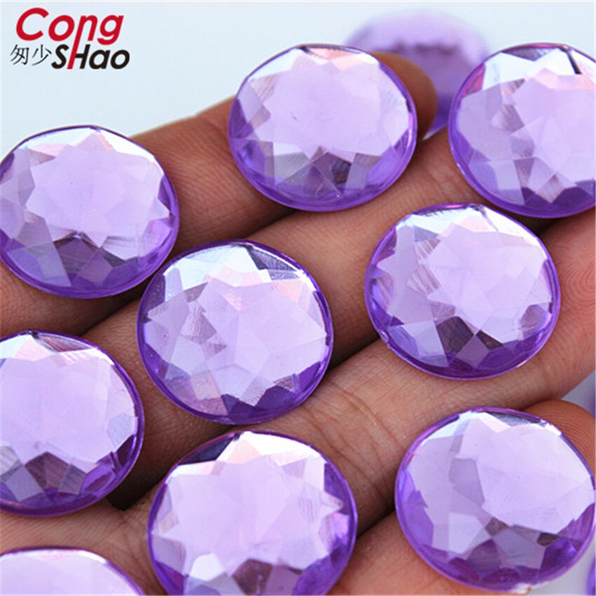 Cong Shao 20PCS 20mm Colorful Acrylic Rhinestone Round Flat Back Beads Crystal Stones DIY Costume Jewelry Crafts Scrapbook ZZ751: light Purple