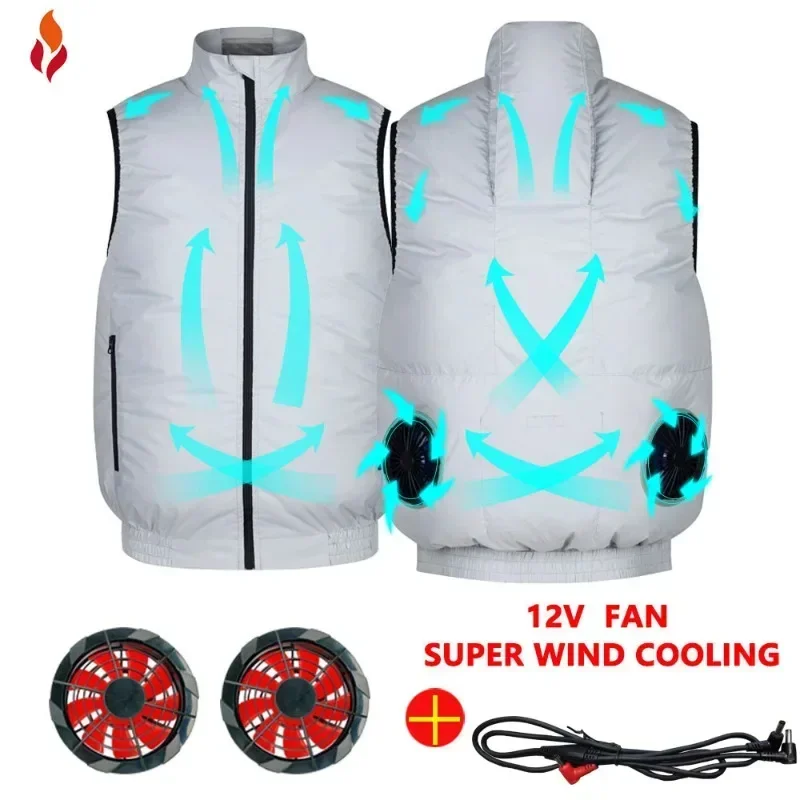 Gilet de refroidissement pour ventilateur de glace, 5V 12V, vêtements d'extérieur avec câble, vêtements de climatiseur, vestes de travail respirantes sans manches, Camping d'été, pêche