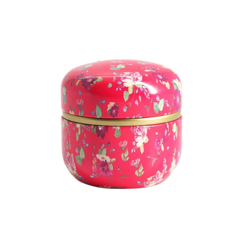 Blomma mini plåt lös te kaffe godis förvaringslåda runt metallfodral bröllopsfavör arrangör behållare japansk stil: Plommon