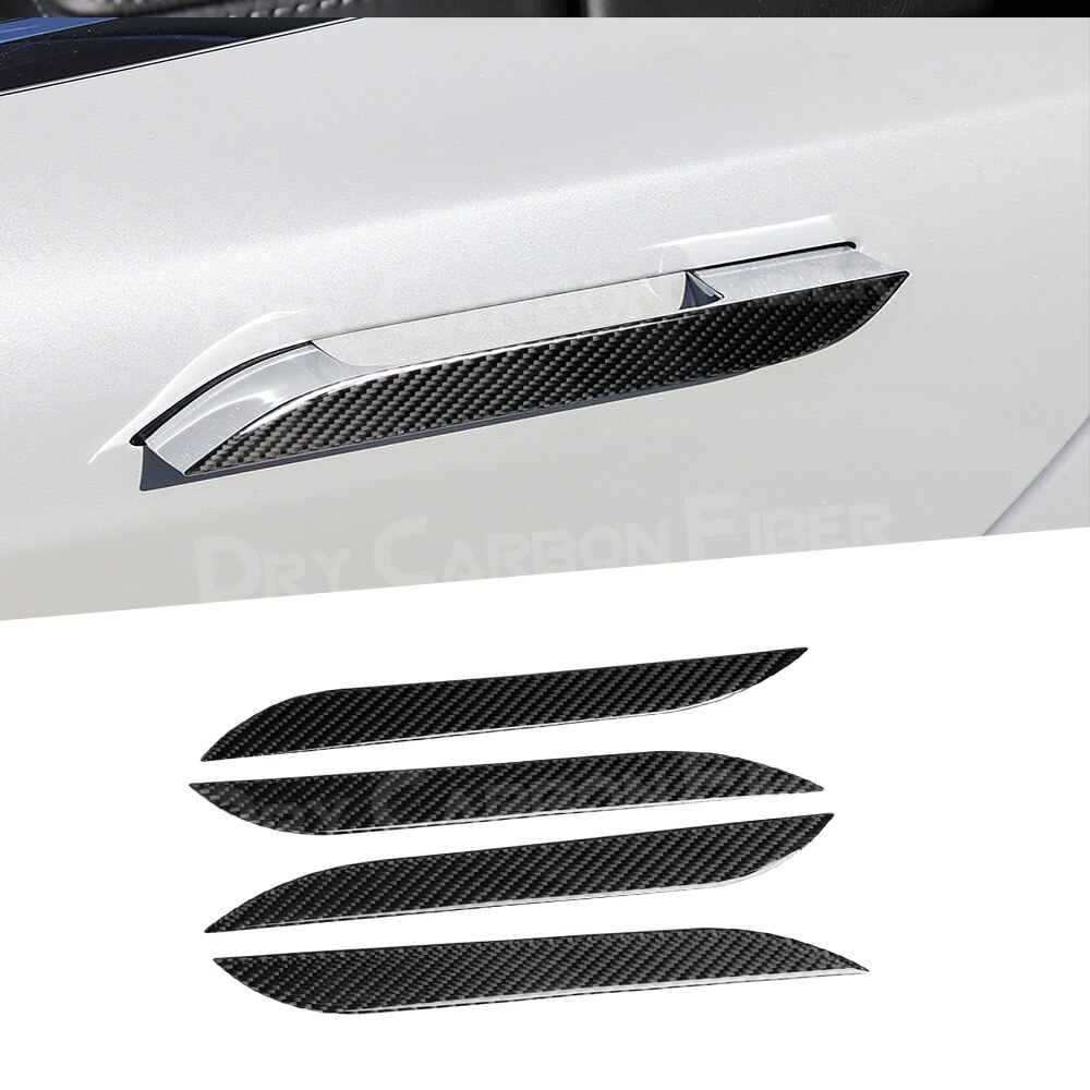 Carbon Fiber Exterieur Versieringen Auto Deurgrepen Decoratieve Decal Cover Stickers Voor Tesla Model S Auto Styling