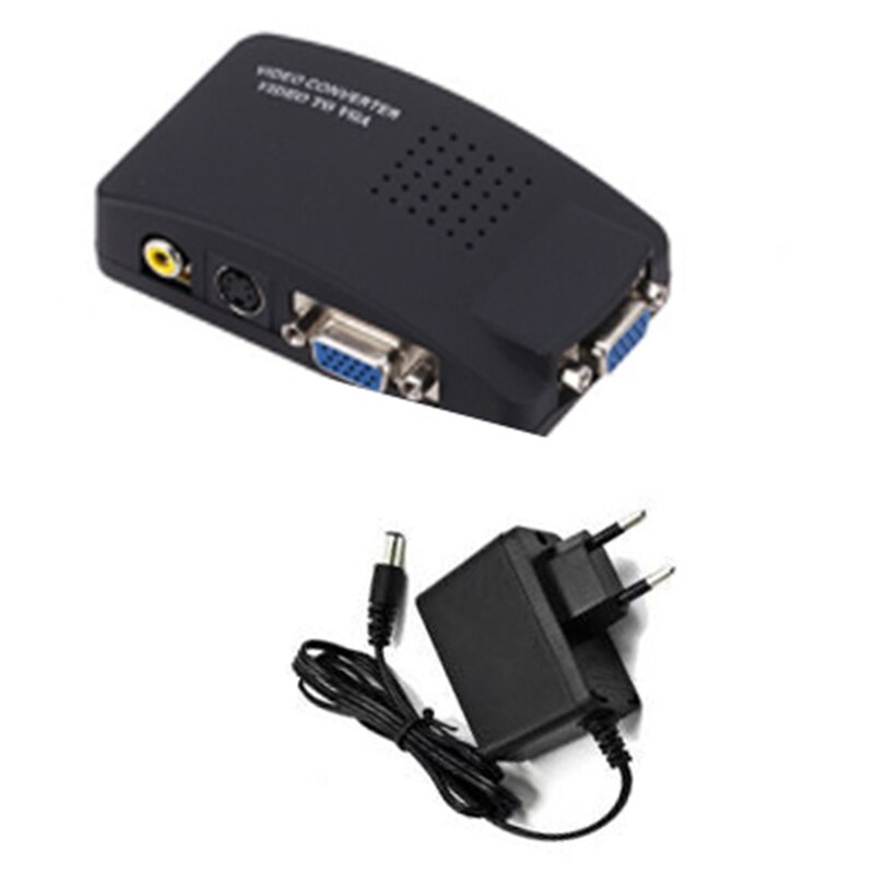 AV to VGA Adapter RCA VGA Converter RCA Composite S-Video AV Input to PC VGA LCD Output Converter Switch Box-EU Plug: Default Title