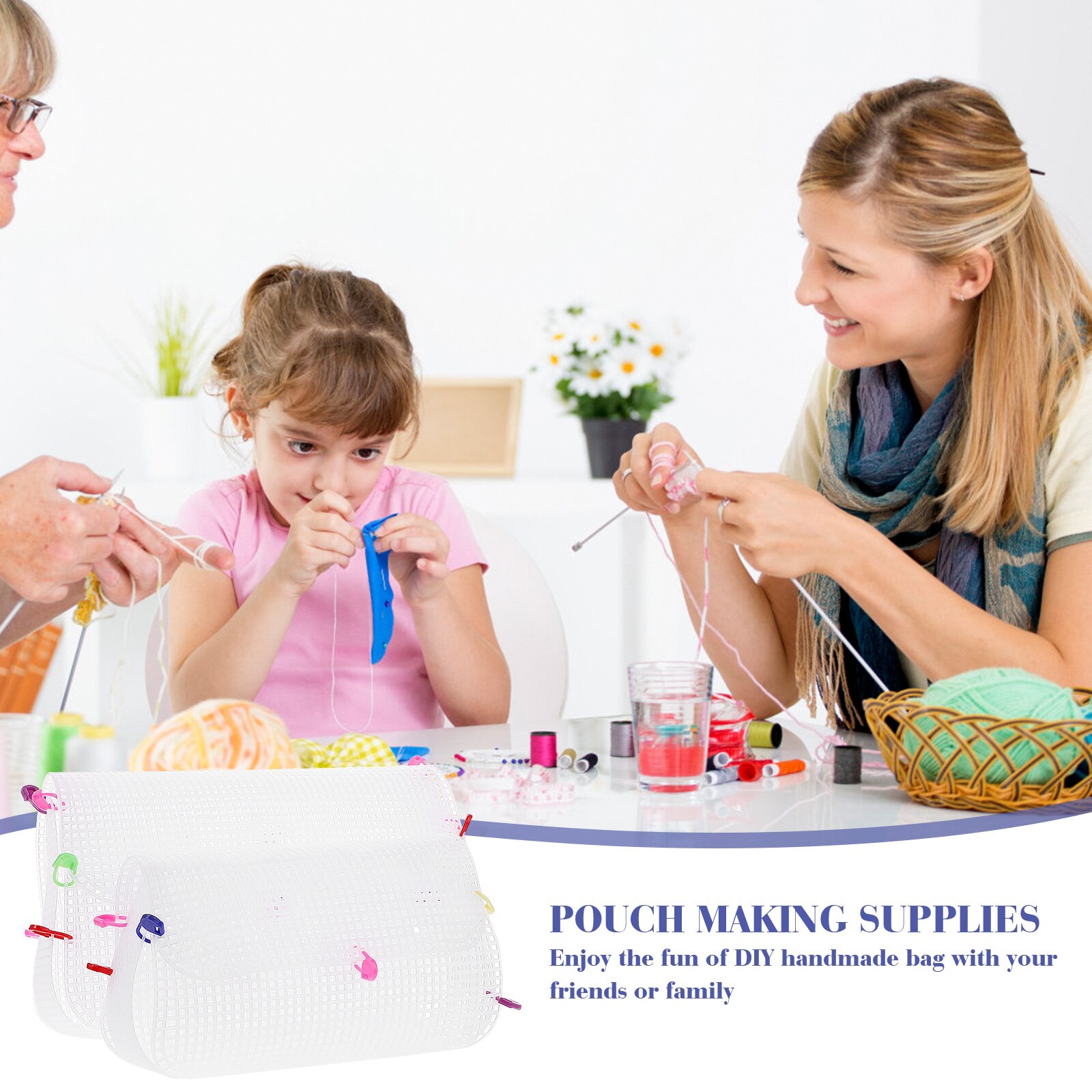 1 Set Knitting Bag DIY Kit Plastic Mesh Sheets DIY Crafting Handbag Kit Handbag Making Materials