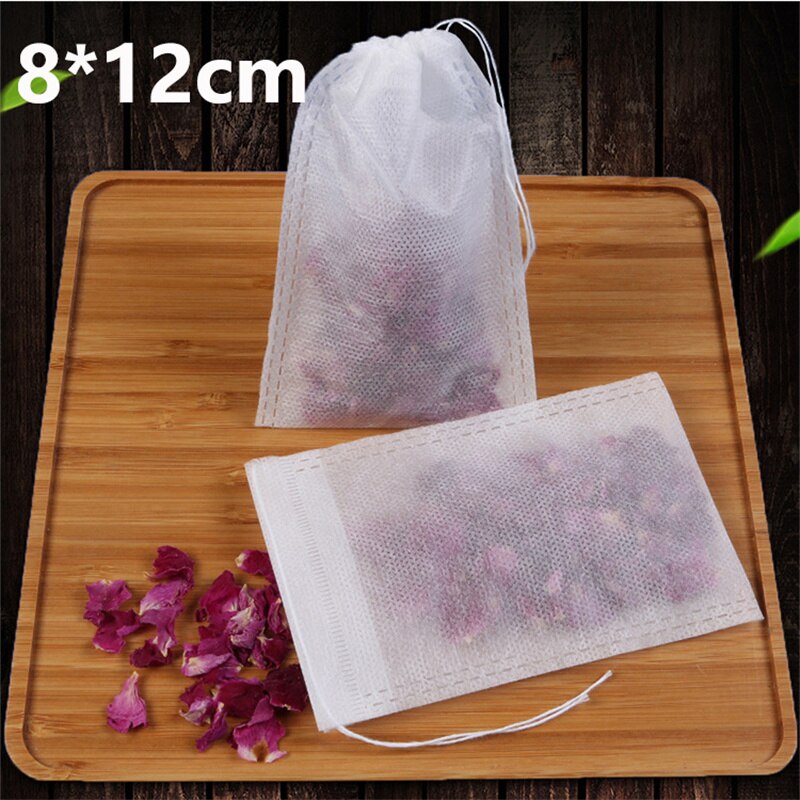 100Pcs Non-Woven Filter Bag Disposable Drawstring Teabag Non-Woven Fabrics Empty 5.5X7 6X8 7X9 8X12 10X15Cm Paper Bags 2022