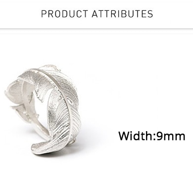 Luxury Feather Chunky Thumb Dainty Spoon 925 Sterling Silver Ring For Women Korean Statement Jewelry