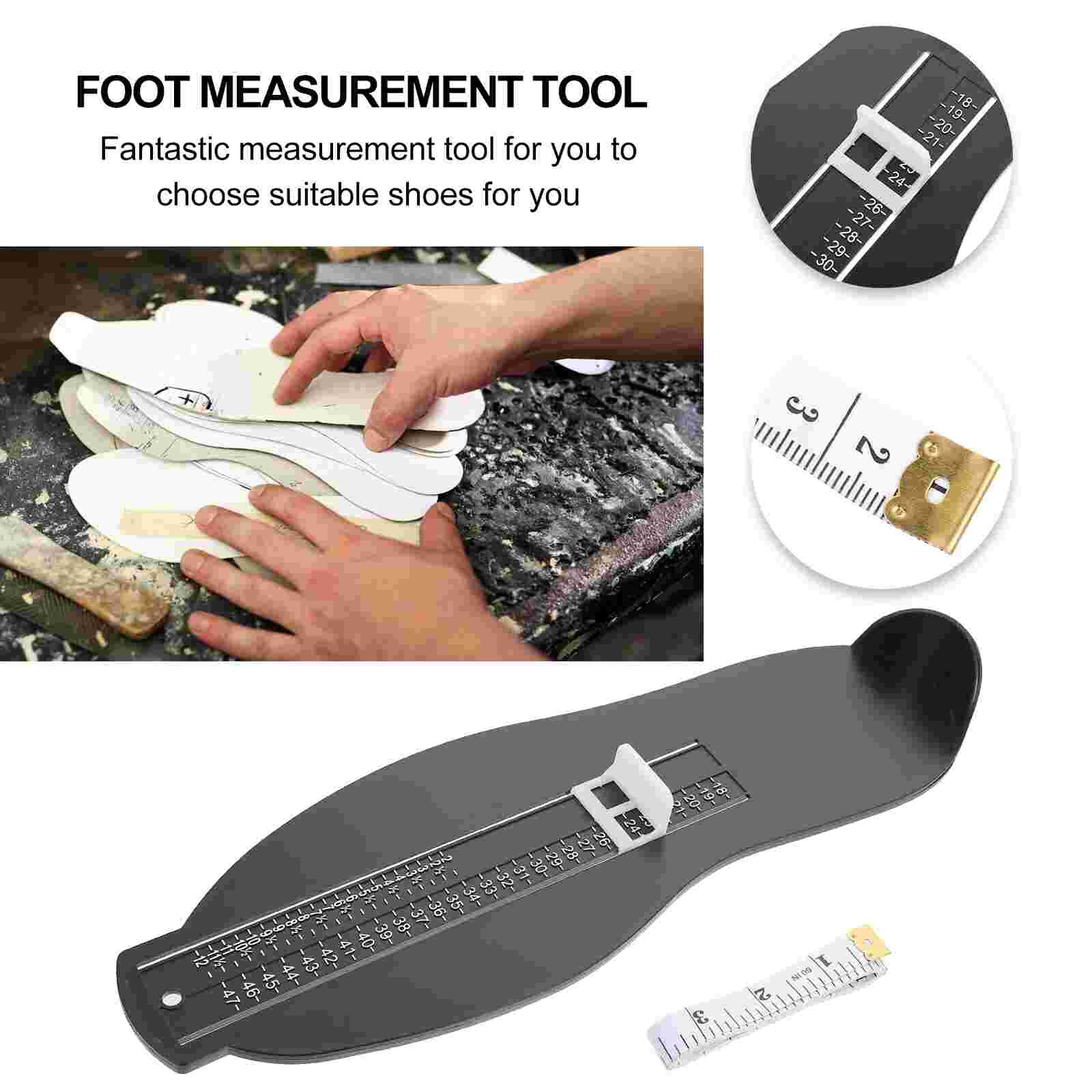 1pc Foot Measuring Device UK/EU Adult Foot Length Gauge Adult Feet Sizer with Tape Measure